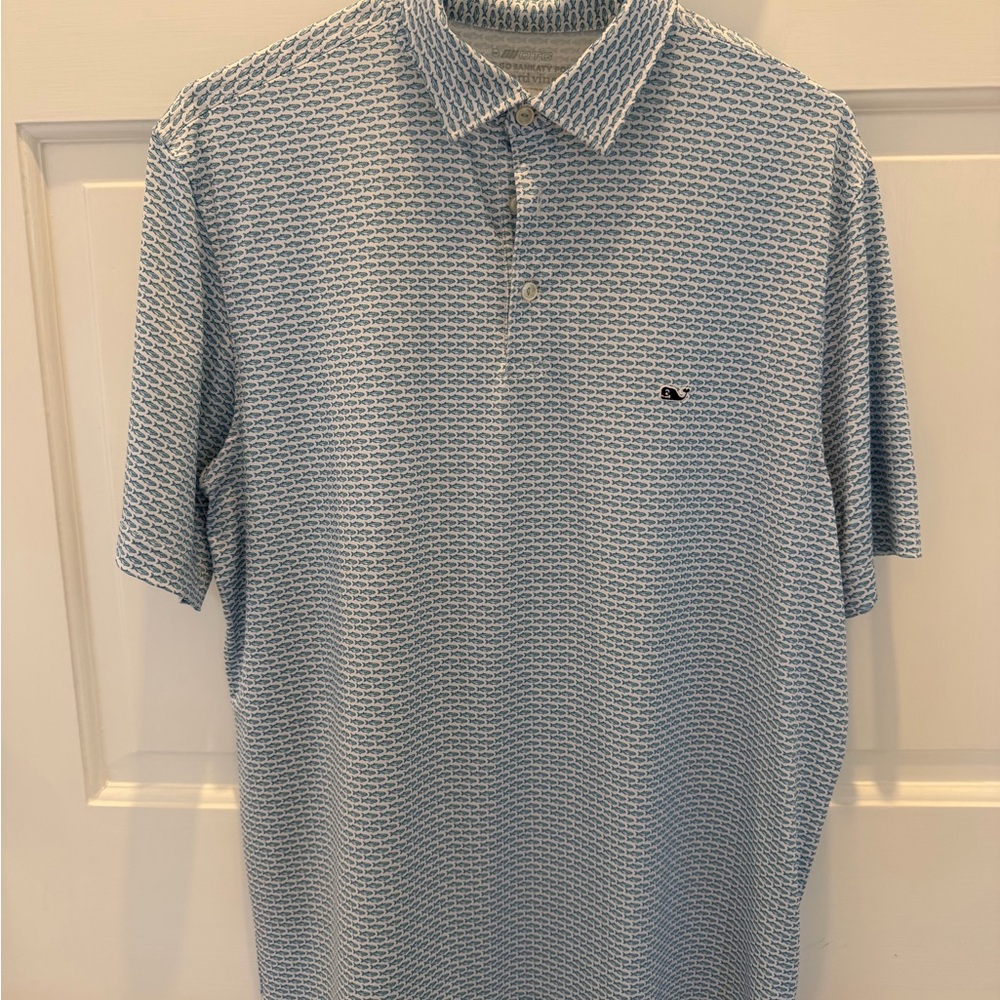 Vineyard Vines Light Blue Micro-Pattern Polo